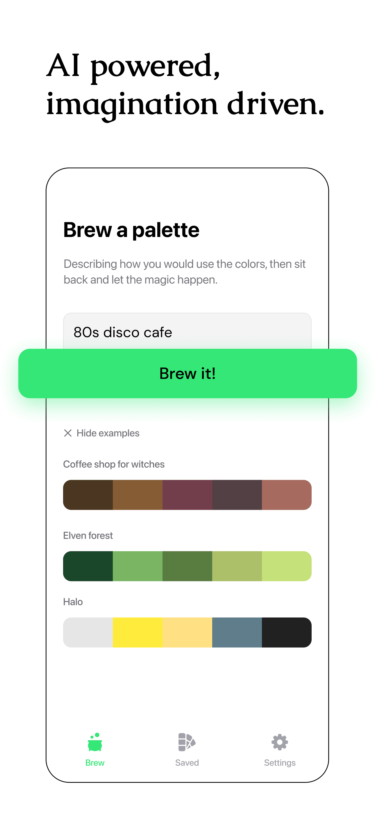 Brew palettes by describing how you'll use the colors.